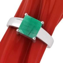 2.20 Ctw Emerald14K White Gold Solitaire Ring (ALL DIAMOND ARE LAB GROWN)