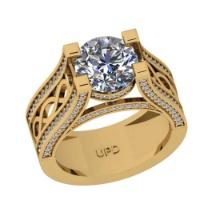 3.18 Ctw VS/SI1 Diamond 14K Yellow Gold Engagement Ring(ALL DIAMOND ARE LAB GROWN)