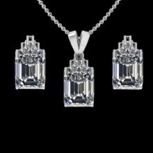 5.00 Ctw VS/SI1 Diamond 14K White Gold Pendant +Earrings Necklace Set (ALL DIAMOND ARE LAB GROWN )