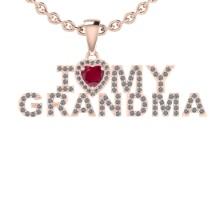 0.71 Ctw VS/SI1 Ruby And Diamond 14K Rose Gold Gift For Grandma Pendant Necklace DIAMOND ARE LAB GRO
