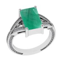 2.95 Ctw VS/SI1 Emerald and Diamond 14k White Gold Engagement Ring (LAB GROWN)