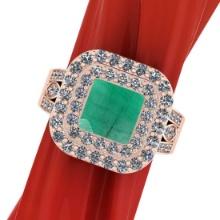 3.20 CtwVS/SI1 Emerald and Diamond14K Rose Gold Engagement Ring (ALL DIAMOND ARE LAB GROWN)