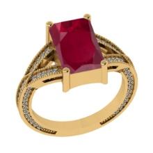 2.95 Ctw VS/SI1 Ruby and Diamond 14k Yellow Gold Engagement Ring (LAB GROWN)