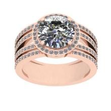 3.22 Ctw SI2/I1 Diamond Style Prong Set 18K Rose Gold Engagement Wedding Ring