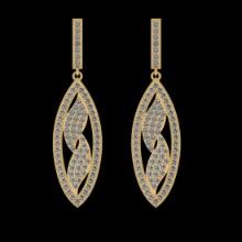 3.52 Ctw VS/SI1 Diamond 10K Yellow Gold Dangling Earrings