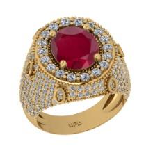 7.00 Ctw VS/SI1 Ruby And Diamond 14K Yellow Gold Engagement Ring
