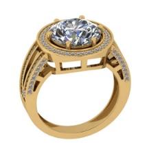 5.07 Ctw SI2/I1 Diamond Style Prong Set 18K Yellow Gold Engagement Halo Ring