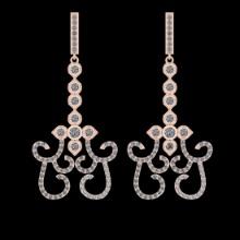 1.52 Ctw VS/SI1 Diamond 10K Rose Gold Dangling Earrings