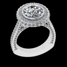4.70 Ctw VS/SI1 Diamond Prong Set 18K White Gold Engagement Ring