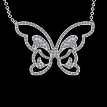 2.38 Ctw VS/SI1 Diamond 14K White Gold Butterfly Necklace (ALL DIAMOND ARE LAB GROWN )
