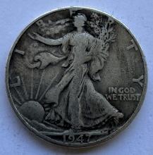 1947 WALKING LIBERTY HALF DOLLAR COIN