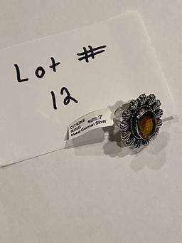 German Silver Citrine Ring Size 7