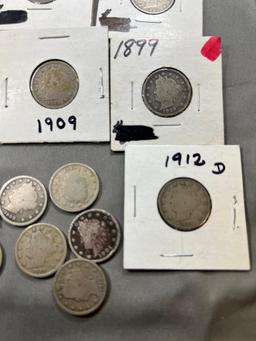 20- Asst. date V Nickels, including semi key 1912-D Nickel