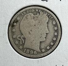 1896-O Barber Quarter Dollar, 90% silver