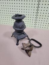 LOCAL PICKUP ONLY-Miniature Cast Iron Stove, (missing accessories) and Dough Cutter