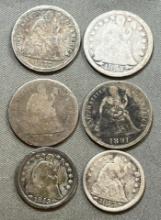 Seated Liberty lot, Dimes and Half Dimes, various dates, see pics
