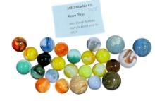 Jabo Marbles manufactured in Reno Ohio prior to 2007 lot of 25, 5 shooters, 20 medium sized