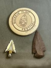 Modern Point, Pendant, and 1990 Buckeye Flint Festival badge