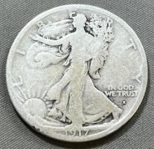 KEY DATE 1917-S Obverse US Walking Liberty Half Dollar