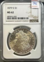 1879 Morgan Silver Dollar in MS62 NGC Holder