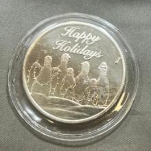 Happy Holidays One Troy Ounce .999 Silver Round, SIGMA TESTED