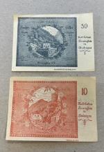 2 Pieces of Notgeld German Emergency Issue banknotes