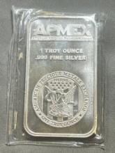 Apmex One Troy Ounce .999 Silver Bar, Sigma Tested.