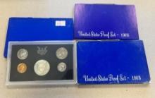 3- 1968 US Mint Proof Set, includes one 40% Silver Half per set, SELLS TIMES THE MONEY