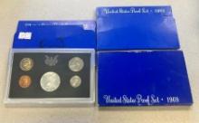 3- 1969 US Mint Proof Set, includes one 40% Silver Half per set, SELLS TIMES THE MONEY