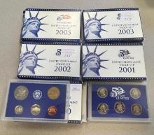 5- FULL US Mint Proof Sets, 2000-2003 & 2005, inc quarters and All other coins SELLS TIMES THE MONEY