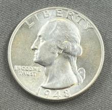 1948 Washington Quarter, 90% silver AU