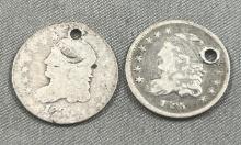 2- 1835 Bust Half Dimes, sells times the money