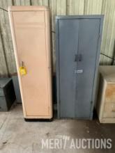 (2) upright metal cabinets