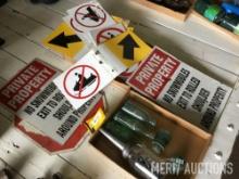 (2) flats to include signs, Coke bottles, glass oil can