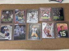 Lot of 10 NFL Cards - Bart Starr (Poor), Brees, Swift RC
