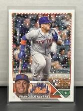 Francisco Alvarez 2023 Topps Holiday Candy Cane Bat Variation Short Print Rookie RC #H111