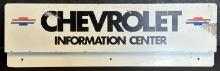 1970s Chevrolet Information Center Single Sided Painted Metal Advertising Rack Topper Sign