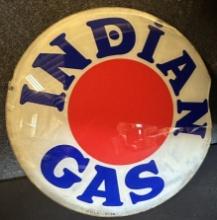 Indian Gas Single Glass 13.5" Gas Pump Globe Lense by Hull Dated February 1938