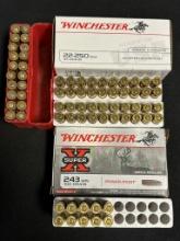 70 Rounds Rifle Ammunition: Winchester 22-250 Rem, 243 Win, .32 Win Special