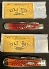 Pair NOS No 07401 & 00783 Pocket Worn W. R. Case & Sons Pocket Knives w/ Orig Boxes