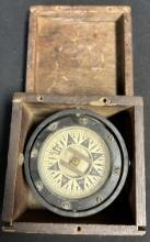 Early 1900s I. C. Ransome Nautical Ships Compass w/ Original Wooden Case Seattle Washington