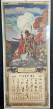 Hercules Powder Co 1935 Calendar w/ Hunting Expedition New Trails w/ Native American Guide