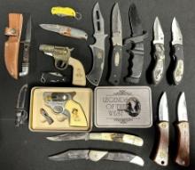 Lot 16 Vintage Collectible Knives: Mint Western 628 w/ Sheath, Nor-Mark & More