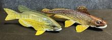 Pair Largemouth Bass & Catfish Carl Christiansen Fishing Decoys
