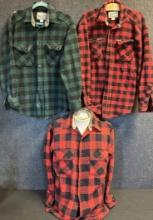 Lot 3 Vintage Flannels Pair Woolrich XL Green XXL Red & Soo Woolen Mills Jacket