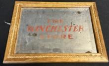 The Winchester Store Reverse Painted Glass Advertising Mirror