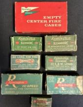 Lot of 8 Remington Ammo Boxes: 45-70 Govt, 32 Short Rim, 32 Long, 222, 22 Short, 41 Long Colt & 32 S