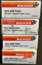 4 Boxes Winchester 303 British 180 Grain Power Point Ammunition