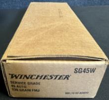 Sealed Box 500 Rounds 10 Boxes Winchester 45 Auto 230 Grain FMJ Service Grade