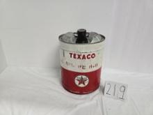 5 Gallon Texaco Oil Can With Spout Empty Good Condition